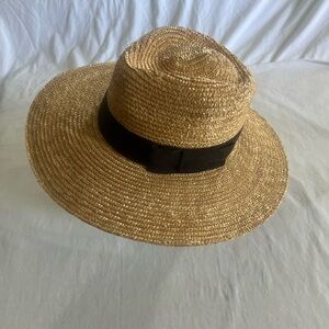 Brixton Joanna Straw Hat Women's Size Small Honey Tan Wide Brim Fedora EXCELLENT